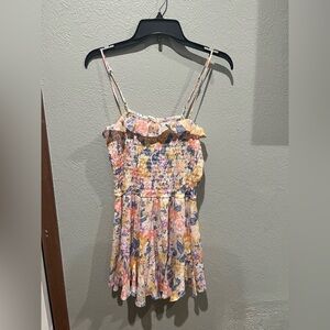 Altar'd State Floral Smocked Romper - Pink and Yellow and Blue Girly and Cute